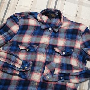 GAP x Pendleton Womens Medium Flannel Shirt Blue Pink Plaid Long Sleeve Viscose‎